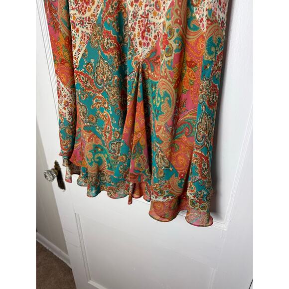 Y2K Chaps Boho Chic Paisley Indie Slinky Pull On Skirt Women's Size Large - Picture 4 of 6